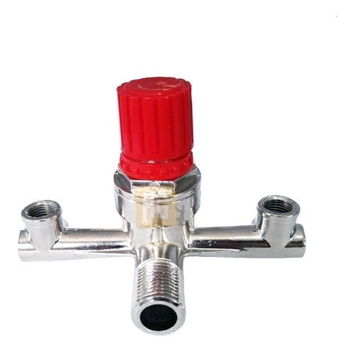 Cruzeta acessórios da peça do encaixe da válvula do regulador de pressão do interruptor do compressor de ar da liga do tubo da tomada dobro com v-ring 3 cabeças ajustáveis