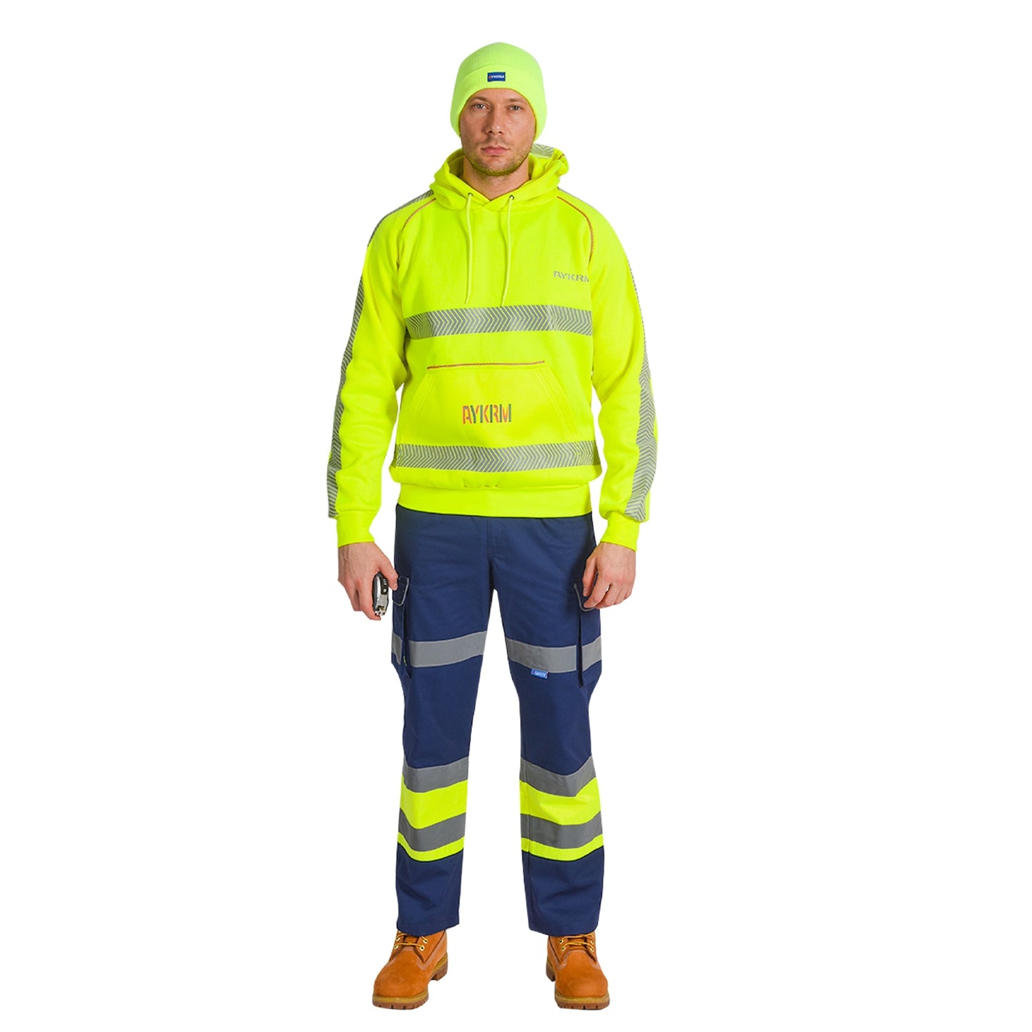 Calças refletivas de Alta Resistência AYKRM hivis Bolsos funcionais Calças de segurança resistentes ao desgaste Inverno Trabalho Moda Cor 5XL