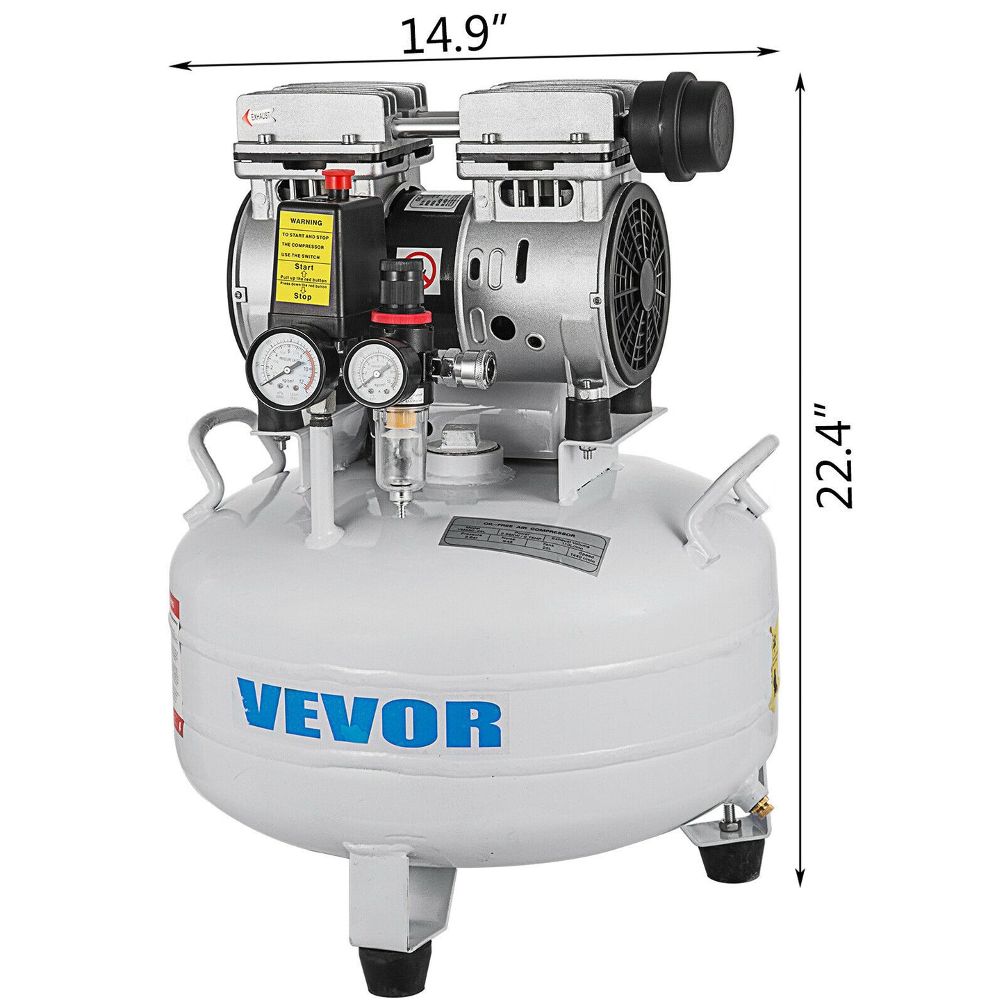 Compressor de Ar Sem Óleo 0.75HP 48dB 110L/min 550W Precisão 25L Silencioso Clínica Médica Odontológica
