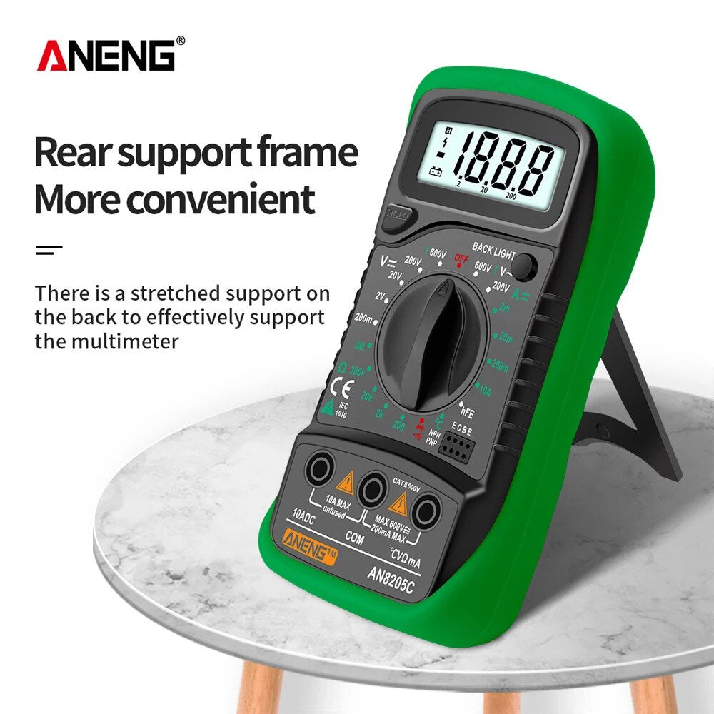 ANENG AN8205C Multímetro Digital AC/DC Amperímetro Volt Ohm Tester Medidor Multimetro Com Termopar LCD Backlight Portátil