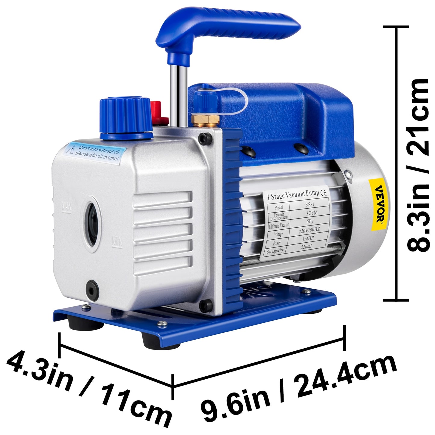 Kits de bomba de vácuo refrigerante VEVOR 1.8-4.8CFM refrigeração HVAC 1/3 1/4 HP com manômetro para ar condicionad