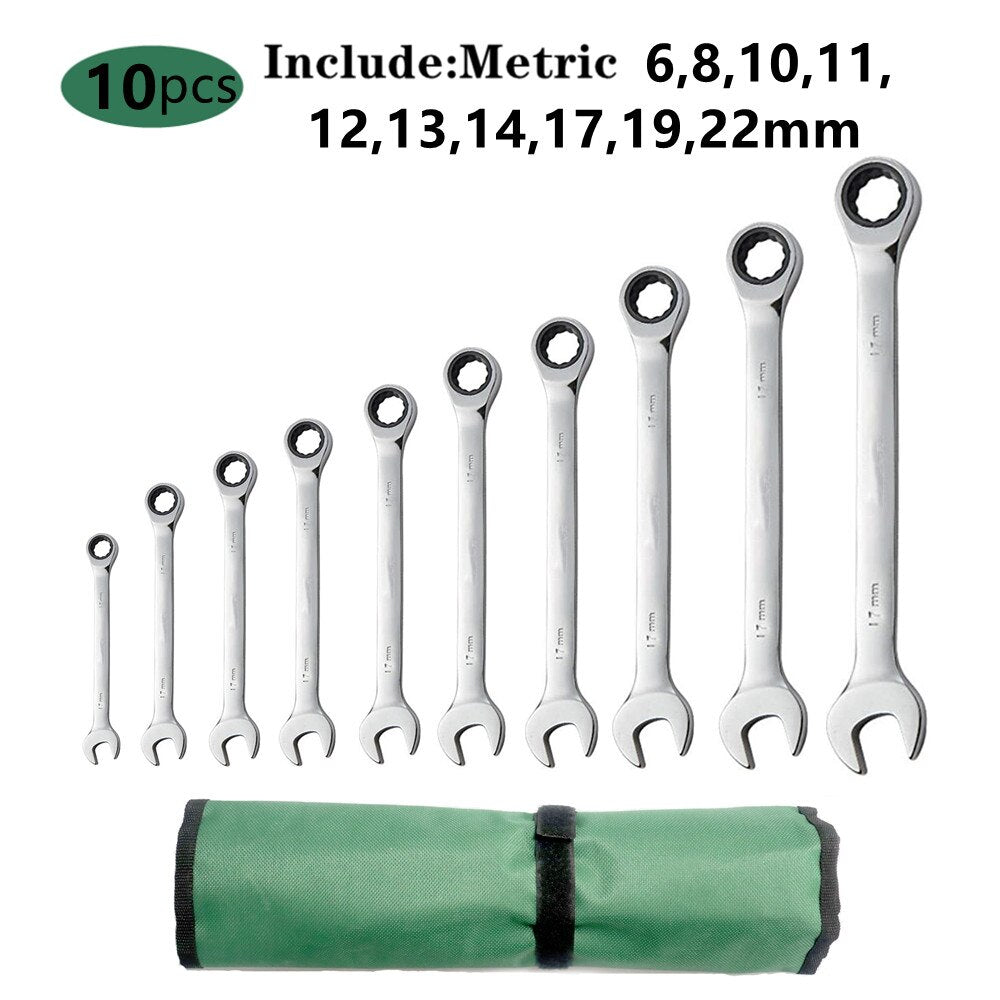 Conjunto de chave de catraca WOZOBUY chave de anel de extremidade dupla chave combinada conjunto de ferramentas manuais universal