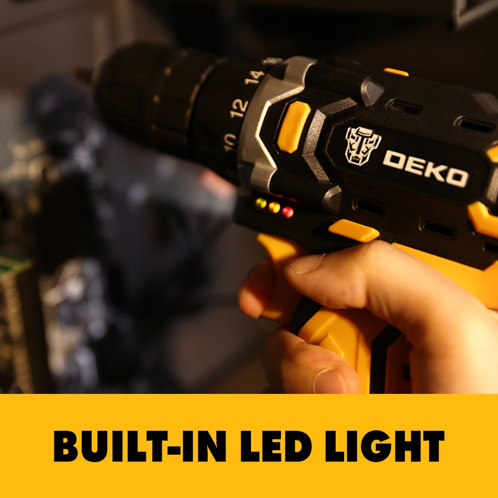Ferramentas elétricas de furadeira sem fio DEKO 20V MAX furadeiras sem fio recarregável conjunto de furadeira elétrica para ferramenta de furadeira de bateria