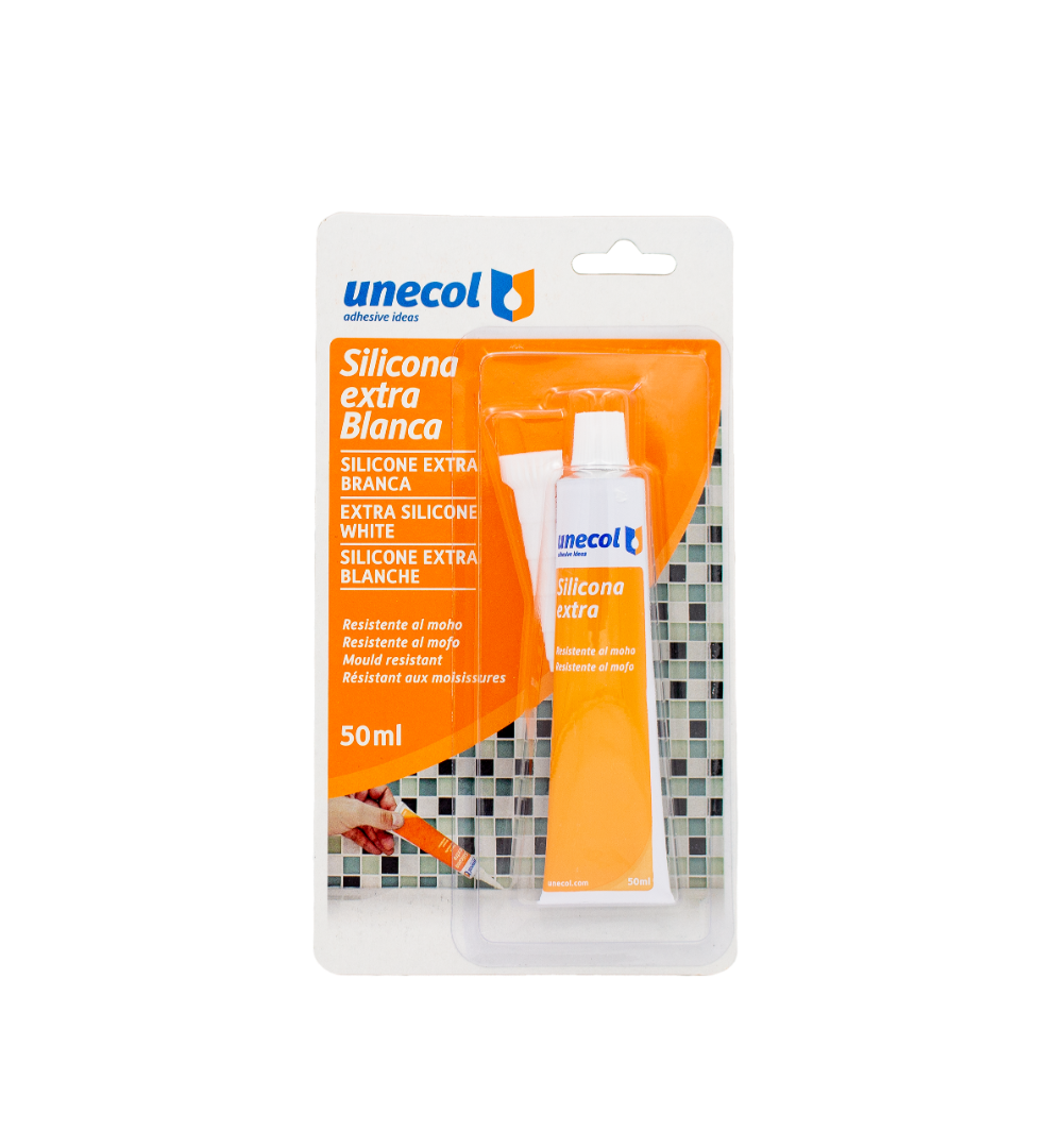 Silicone extra branco Unecol, Bisnaga 50ml
