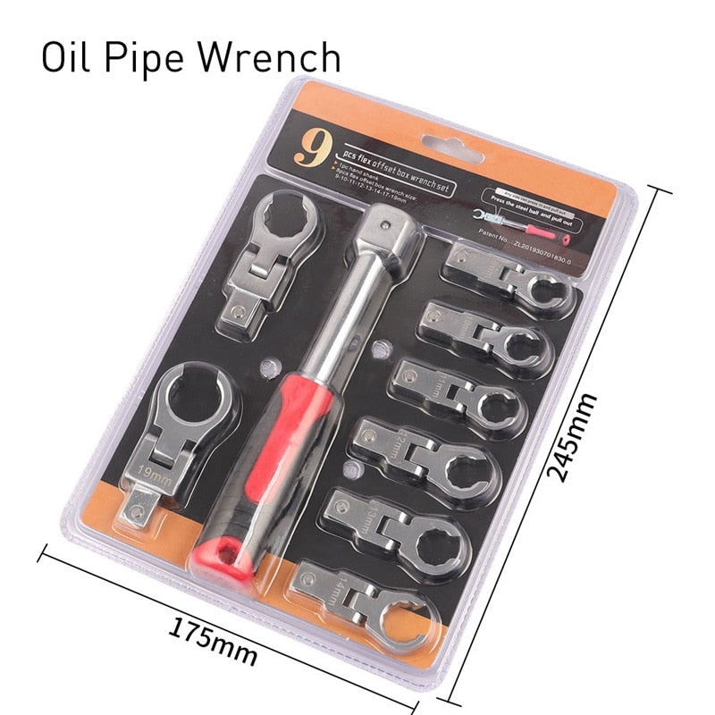 Chave de catraca portátil  cabeça oscilante conjunto de combinação intercambiável rotativa 180 ° chave de torque flexível removível