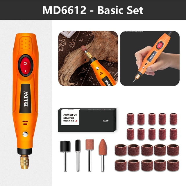 HILDA mini furadeira elétrica moedor caneta gravura mini furadeira elétrica ferramenta rotativa acessórios para máquina de moagem