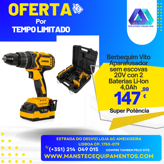 BERBEQUIM BRUSHLESS SEM FIOS 20V LI 4.0AH VITO