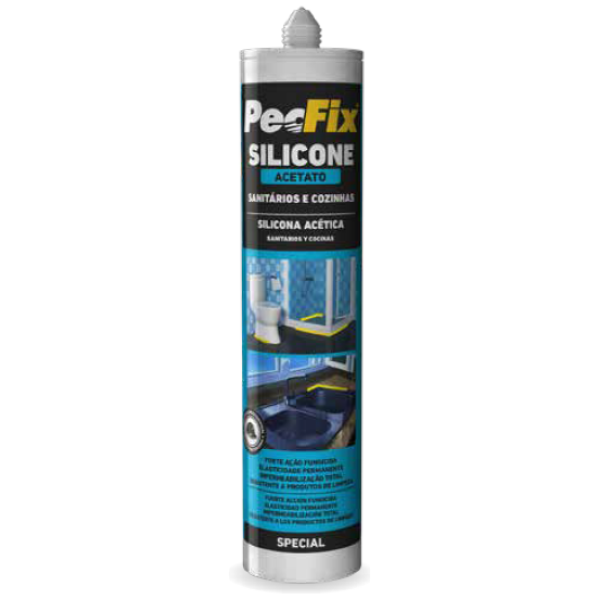 SILICONE ACETATO SANITARIO TRANSPARENTE PECFIX 300ML