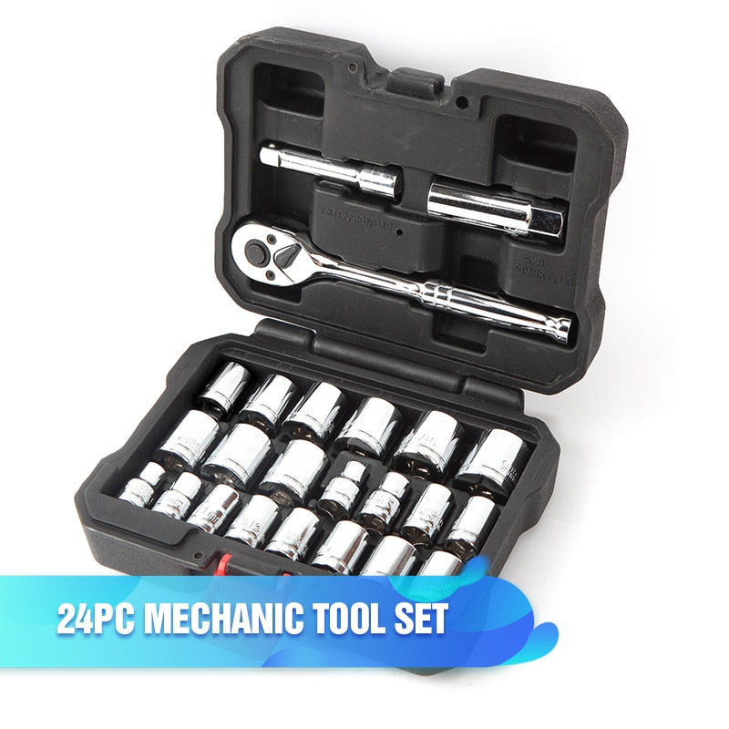 Conjunto de ferramentas WORKPRO ferramentas manuais para reparo tipo catraca com chave inglesa e conjunto de soquetes