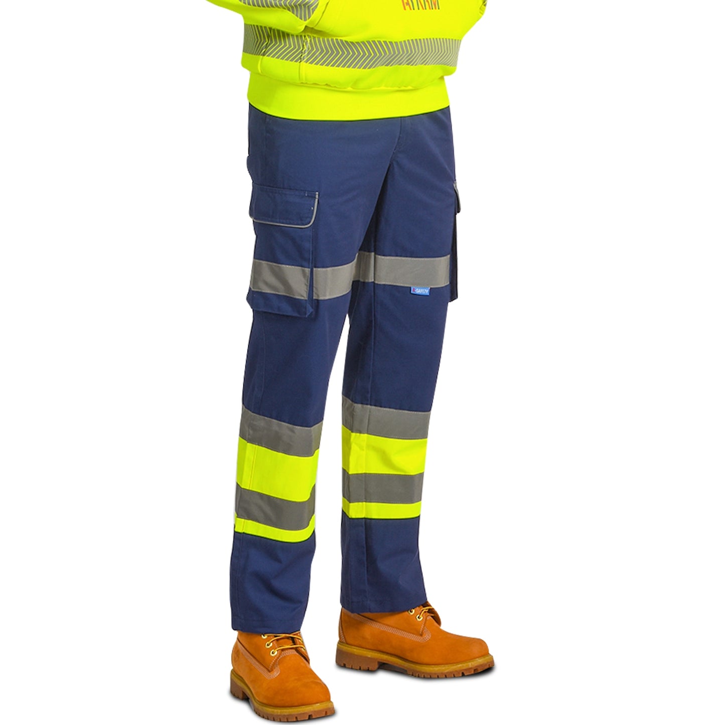 Calças refletivas de Alta Resistência AYKRM hivis Bolsos funcionais Calças de segurança resistentes ao desgaste Inverno Trabalho Moda Cor 5XL