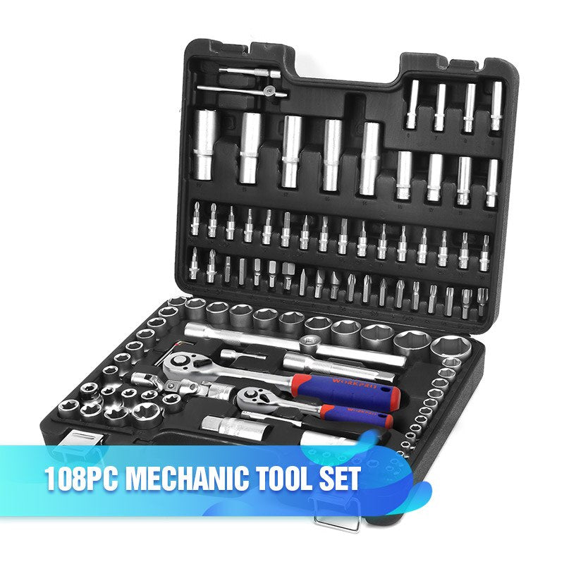 Conjunto de ferramentas WORKPRO ferramentas manuais para reparo tipo catraca com chave inglesa e conjunto de soquetes