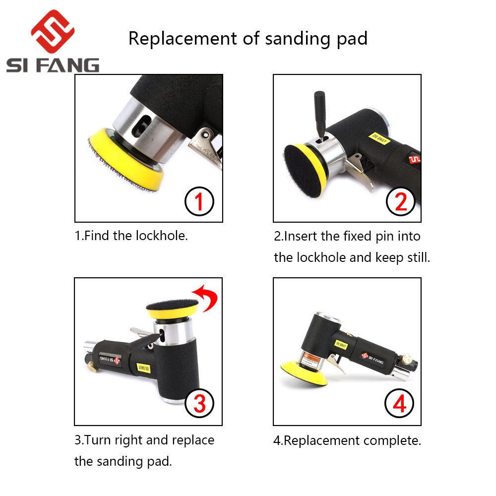 Nova Orbital:  Air Sander Mini Pneumática 1 "/2"/3" conjunto de máquina de moagem para polimento de carro polidor de alta velocidade a ar ferramenta pneumática