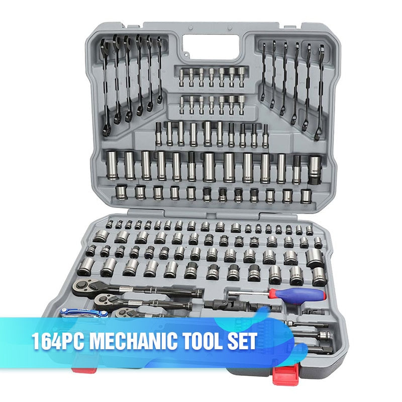 Conjunto de ferramentas WORKPRO ferramentas manuais para reparo tipo catraca com chave inglesa e conjunto de soquetes