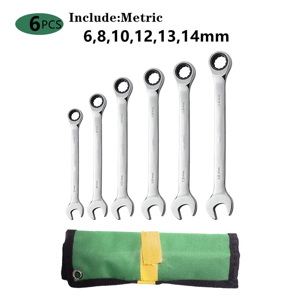Conjunto de chave de catraca WOZOBUY  chave de anel de extremidade dupla chave combinada conjunto de ferramentas manuais  universal