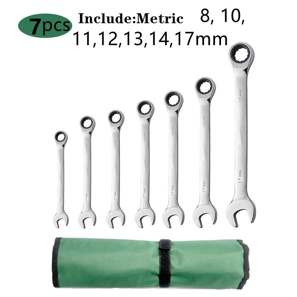 Conjunto de chave de catraca WOZOBUY  chave de anel de extremidade dupla chave combinada conjunto de ferramentas manuais  universal