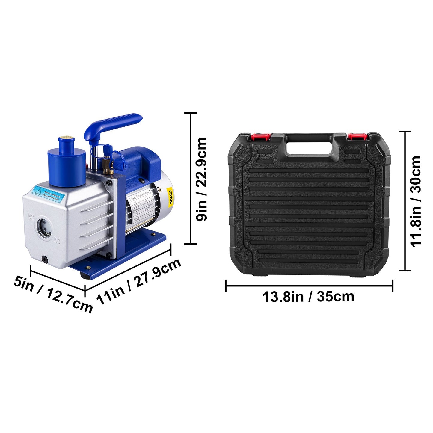 Kits de bomba de vácuo refrigerante VEVOR 1.8-4.8CFM refrigeração HVAC 1/3 1/4 HP com manômetro para ar condicionad