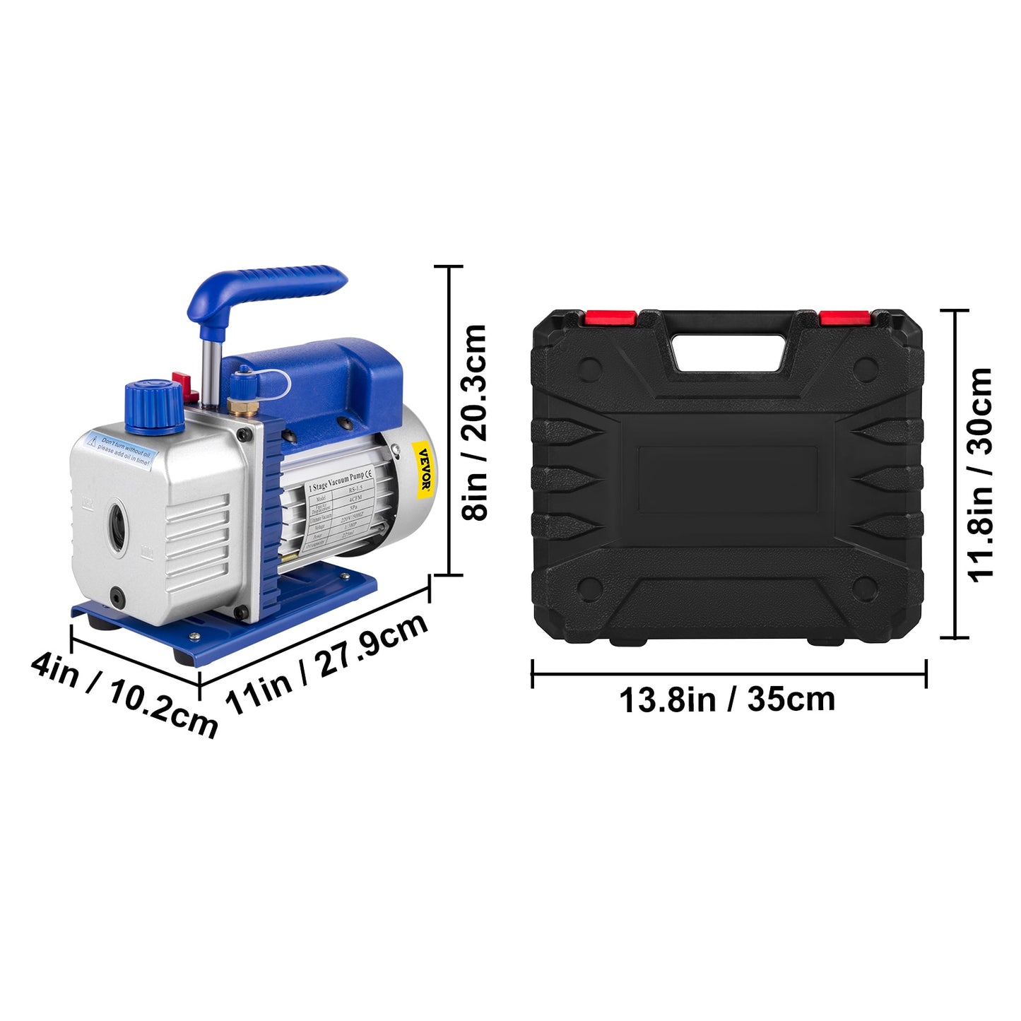 Kits de bomba de vácuo refrigerante VEVOR 1.8-4.8CFM refrigeração HVAC 1/3 1/4 HP com manômetro para ar condicionad