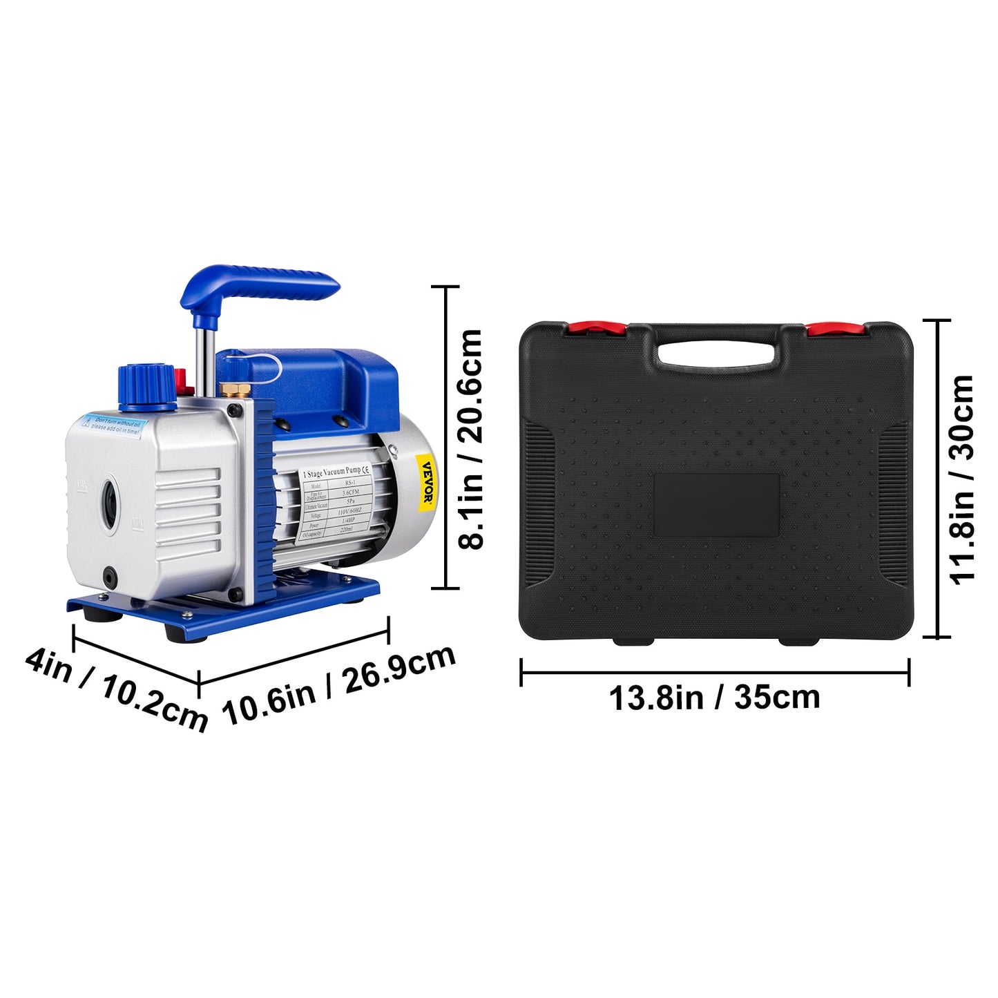 Kits de bomba de vácuo refrigerante VEVOR 1.8-4.8CFM refrigeração HVAC 1/3 1/4 HP com manômetro para ar condicionad