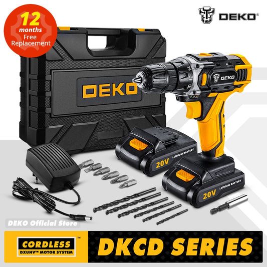 Ferramentas elétricas de furadeira sem fio DEKO 20V MAX furadeiras sem fio recarregável conjunto de furadeira elétrica para ferramenta de furadeira de bateria