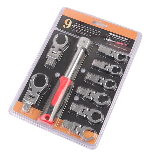 Chave de catraca portátil  cabeça oscilante conjunto de combinação intercambiável rotativa 180 ° chave de torque flexível removível