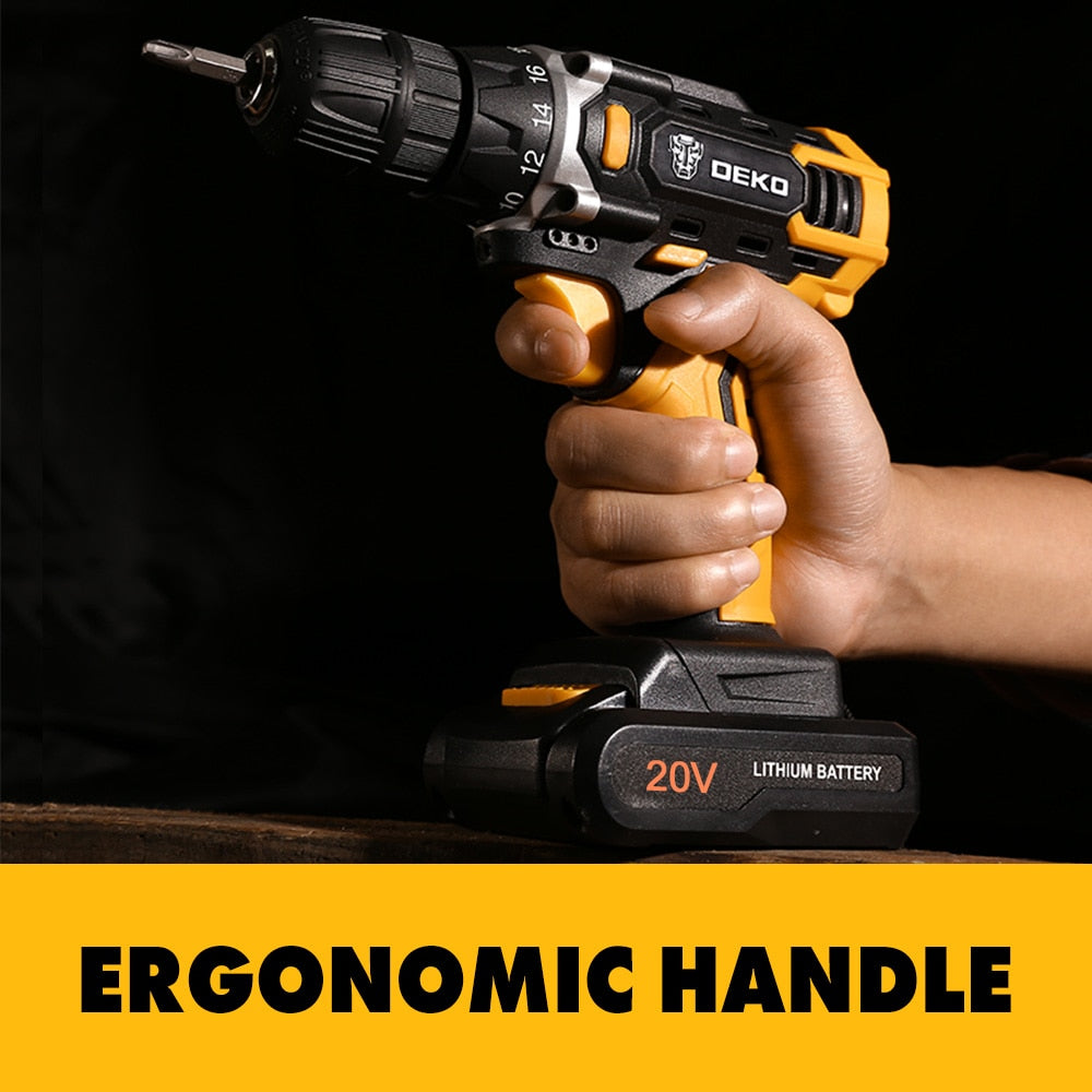Ferramentas elétricas de furadeira sem fio DEKO 20V MAX furadeiras sem fio recarregável conjunto de furadeira elétrica para ferramenta de furadeira de bateria